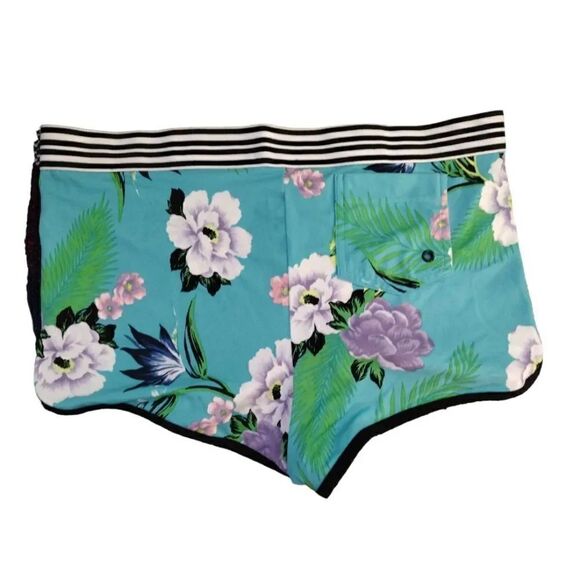 Cacique Lane Bryant Teal Tropical High Rise Boyshort Swim Bottoms Size 14 - Picture 10 of 15